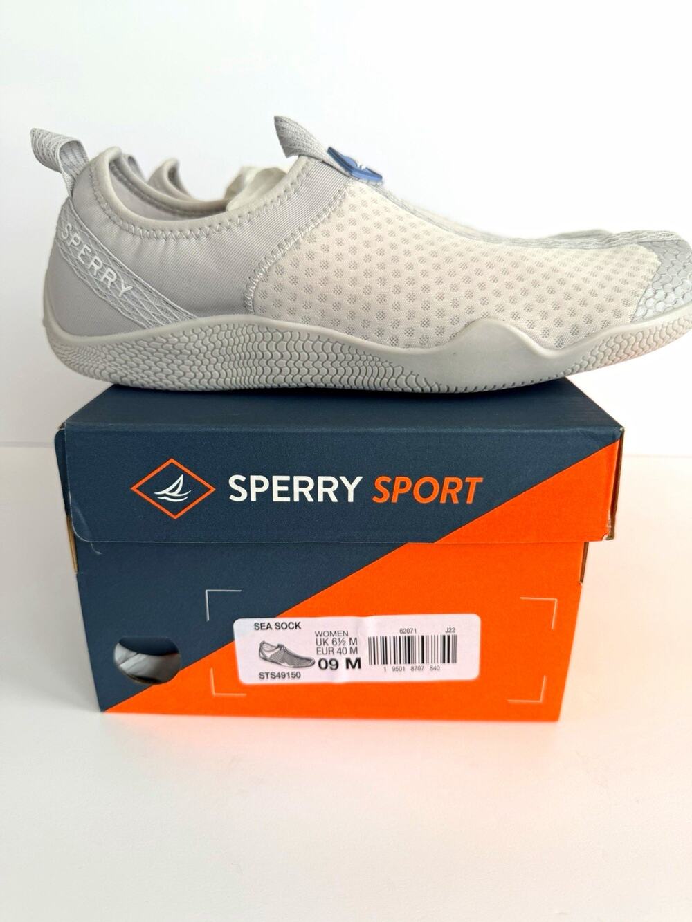 Sperry Sea Sock Women’s 9 Gray Mesh Slip-On Water Shoe